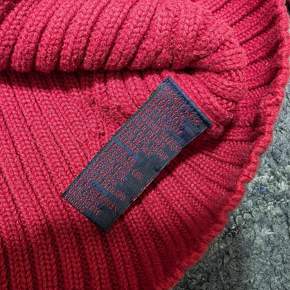 Ralph Lauren Women’s Red Ribbed Full Zip Mock Neck Knit Sweater Size M